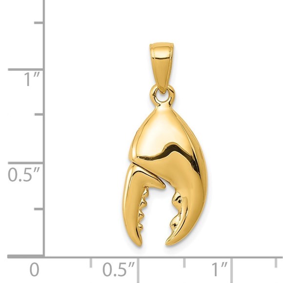Million Charms 14k Yellow Gold 3-D Moveable Stone Crab Claw Necklace Pendant - Picture 4 of 5